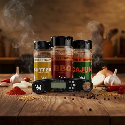 Make It Happen | Premium Seasoning Set w/ Digital Thermometer | 4 Items